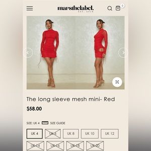 MARS THE LABEL Long Sleeve Mesh Mini - Red